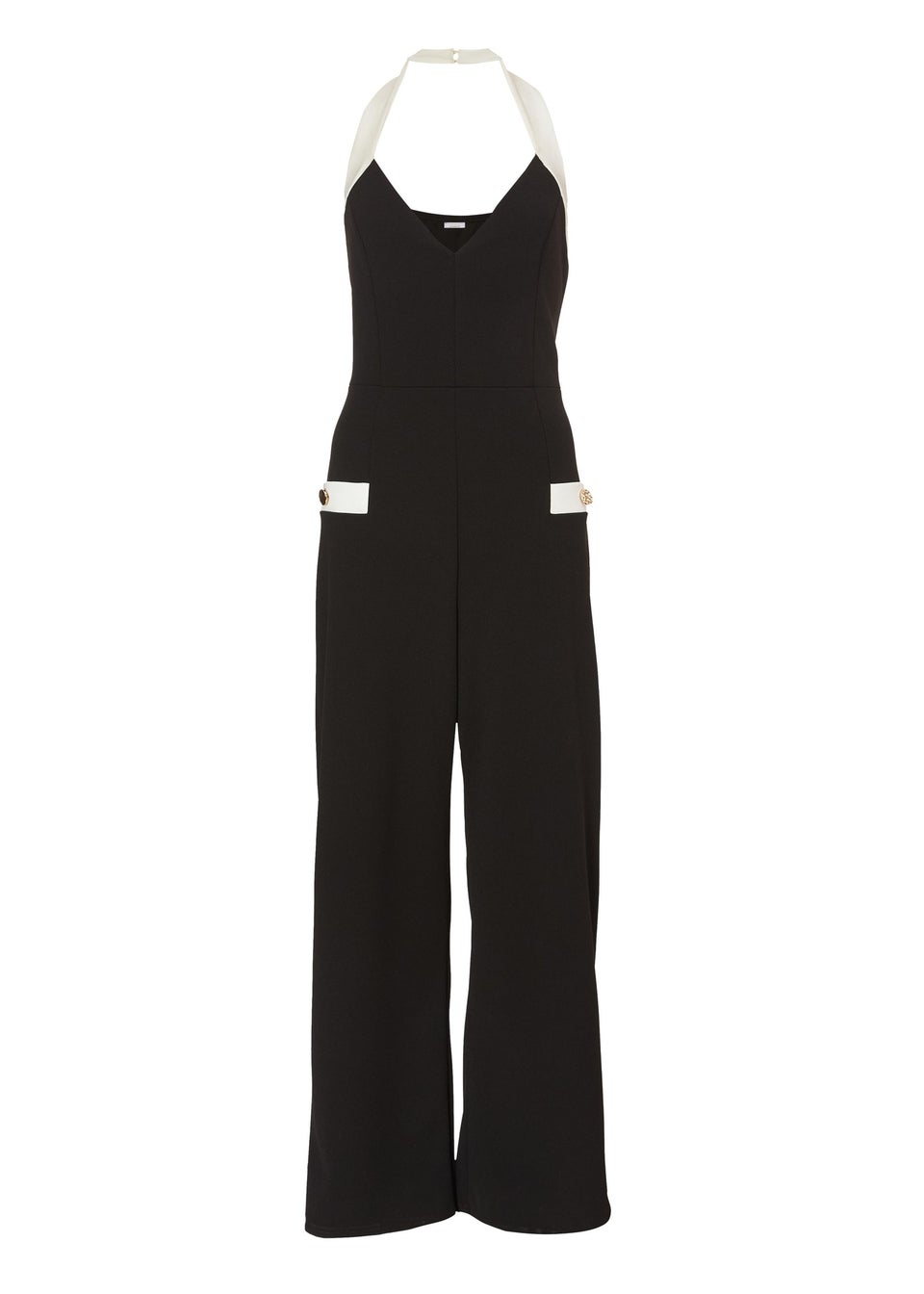 Quiz Black Monochrome Halter Neck Jumpsuit