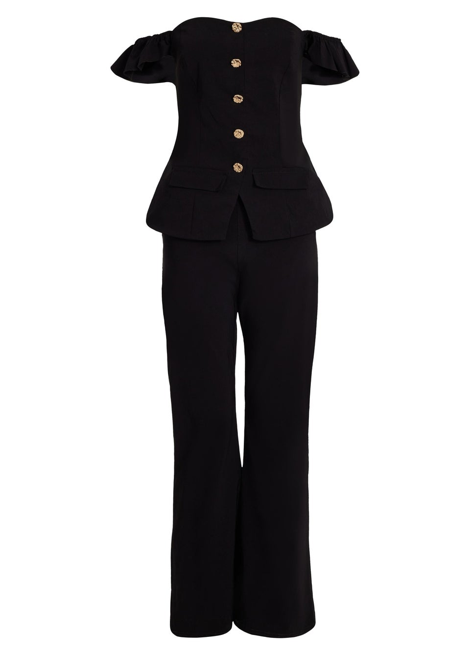 Quiz Black Frill Sleeve Jumpsuit