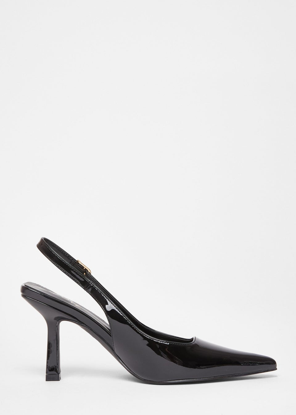 Quiz Black Patent Sling Back Court Heels
