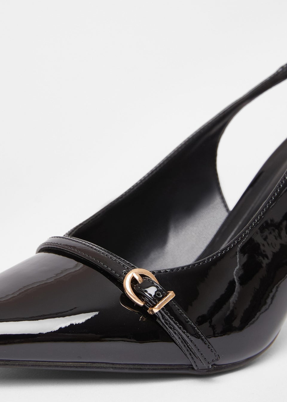 Quiz Black Wide Fit Slingback Court Heels
