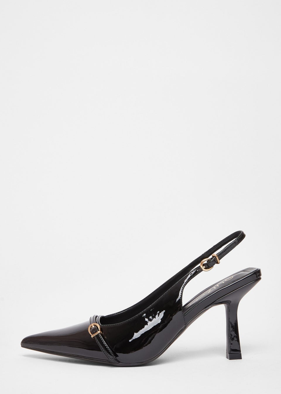 Quiz Black Wide Fit Slingback Court Heels