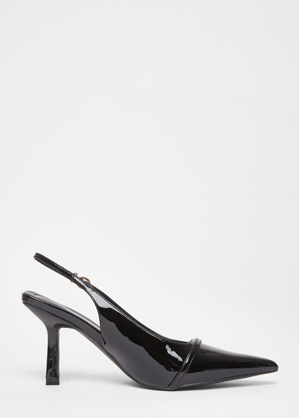 Quiz Black Wide Fit Slingback Court Heels