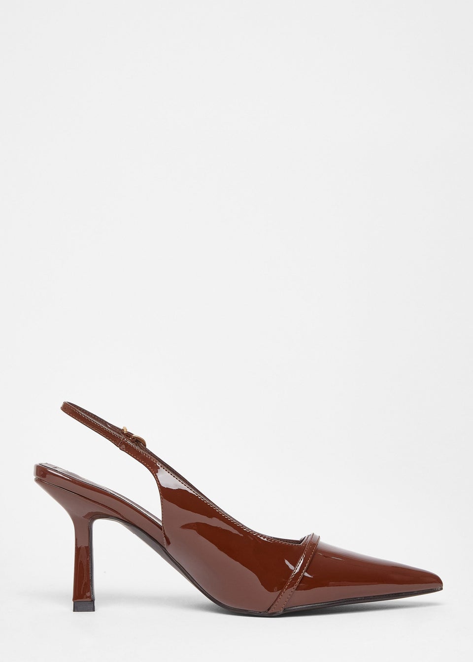 Quiz Brown Wide Fit Slingback Court Heels