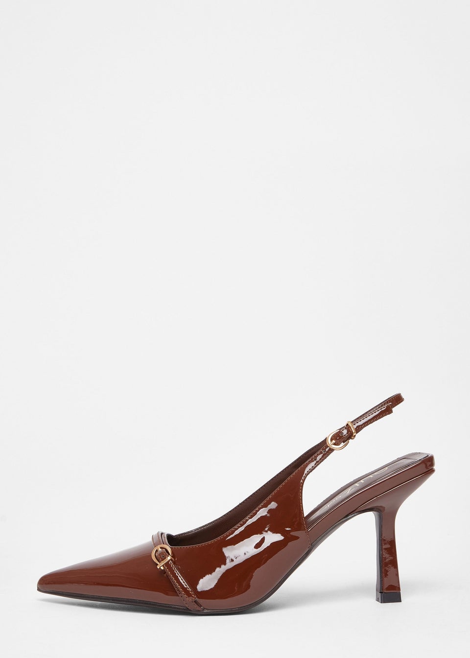 Quiz Brown Wide Fit Slingback Court Heels