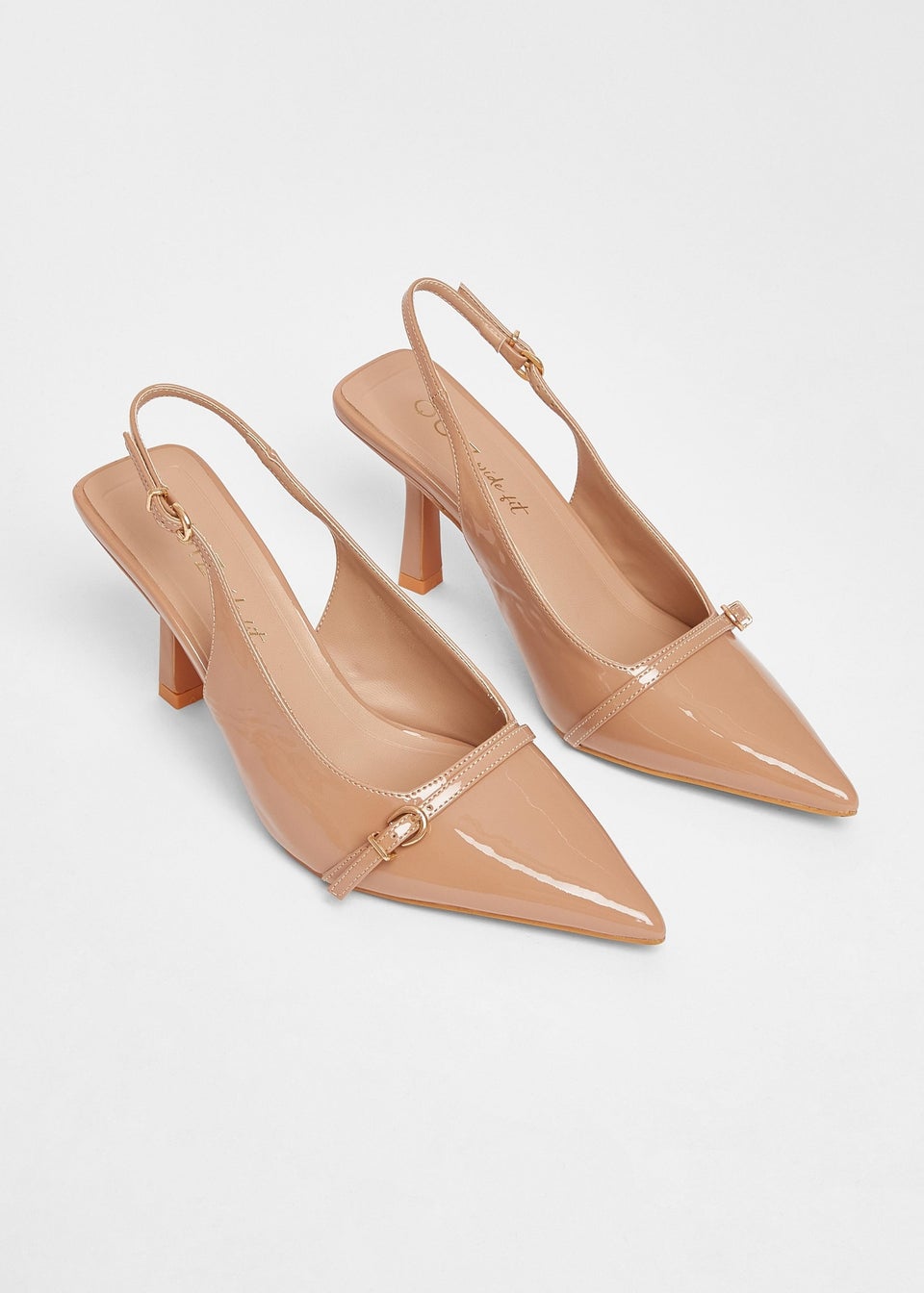Quiz Natural Wide Fit Slingback Court Heels