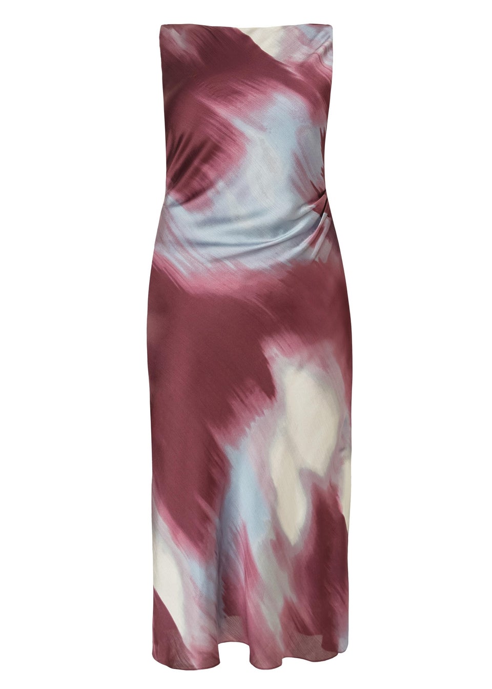 Quiz Multi Curve Printed Satin Midaxi Dress