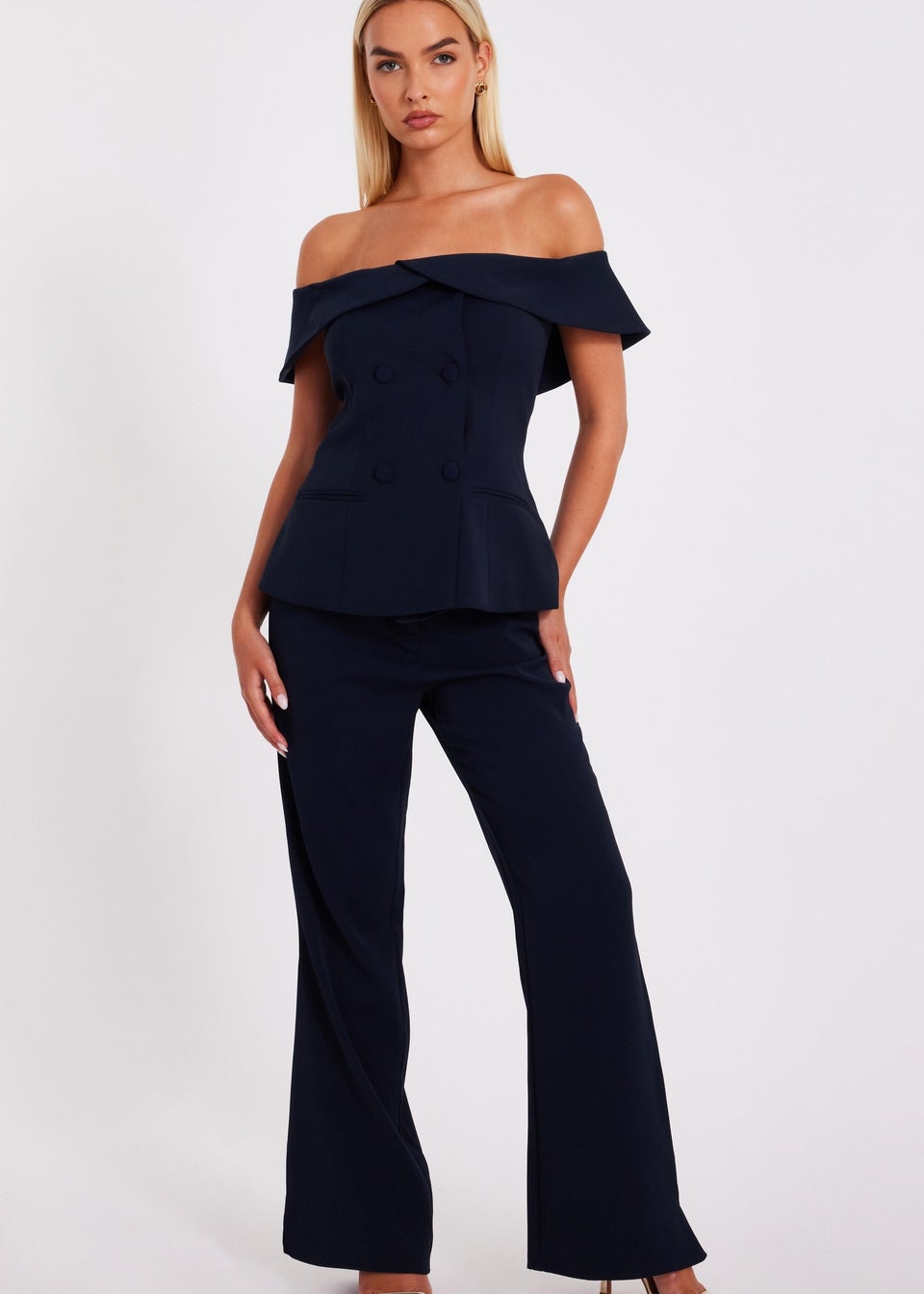Quiz Navy Tailored Trousers