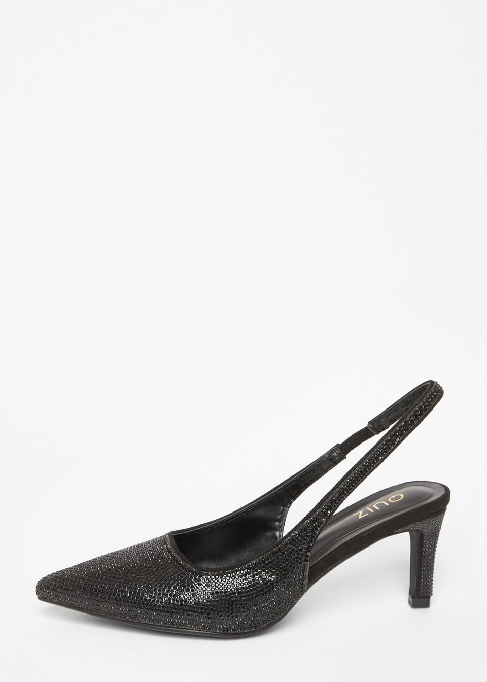 Quiz Black Diamante Sling Back Heels