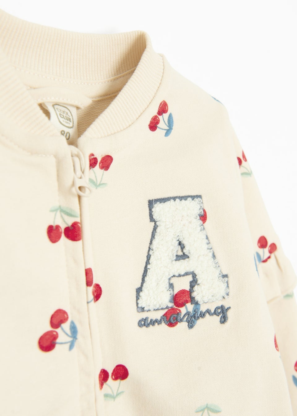 Cool Club Beige Printed Zip-Up Sweatshirt (2-24 mnths)