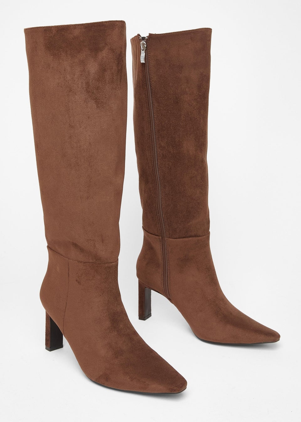Quiz Brown Faux Suede Heeled Boots