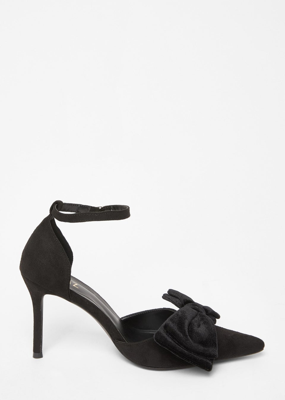 Quiz Black Velvet Bow Court Heels