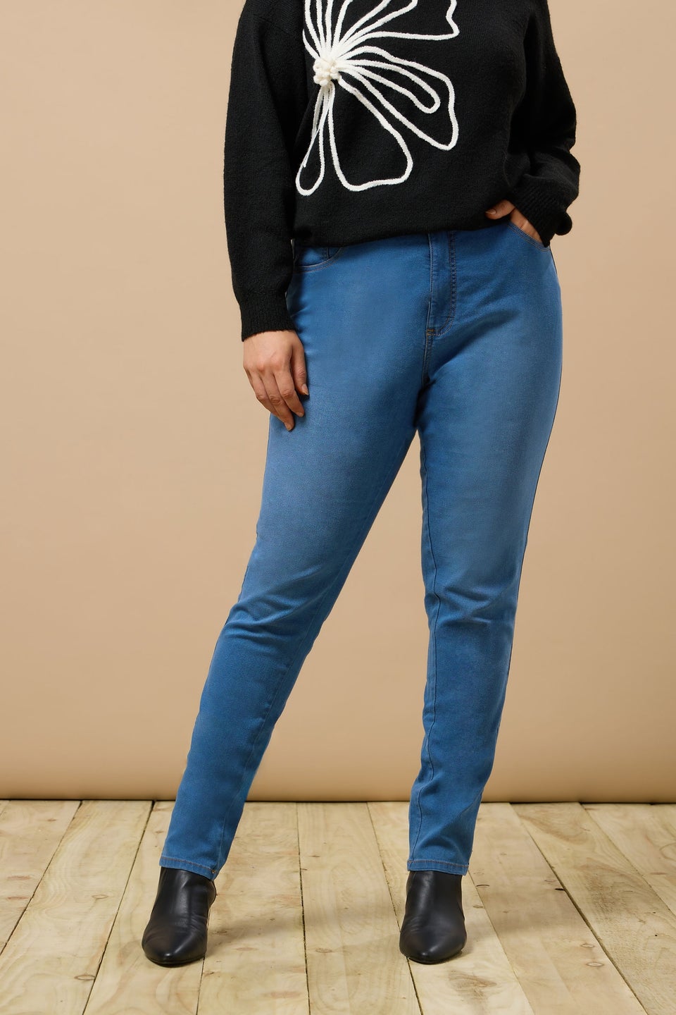Evans Curve Midwash High Waisted Skinny Jeans