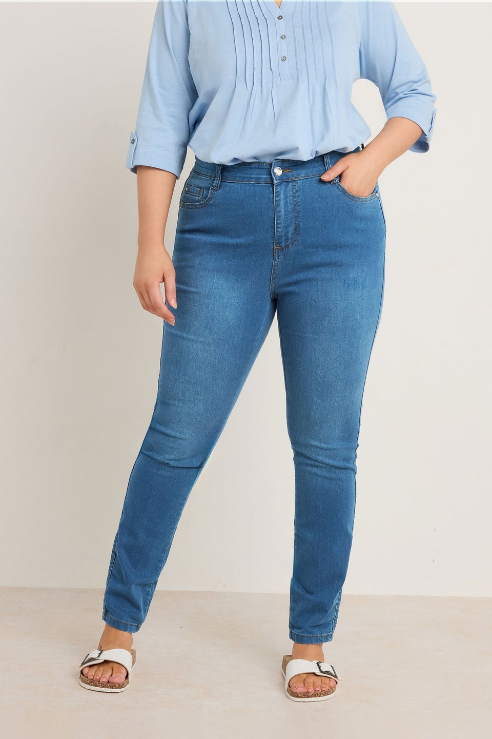 Evans Curve Midwash High Waisted Skinny Jeans
