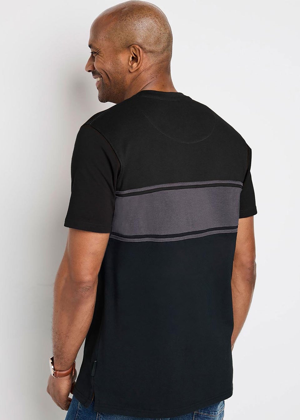Cotton Traders Black Guinness TM 1/2 Short Sleeve Panelled T-Shirt