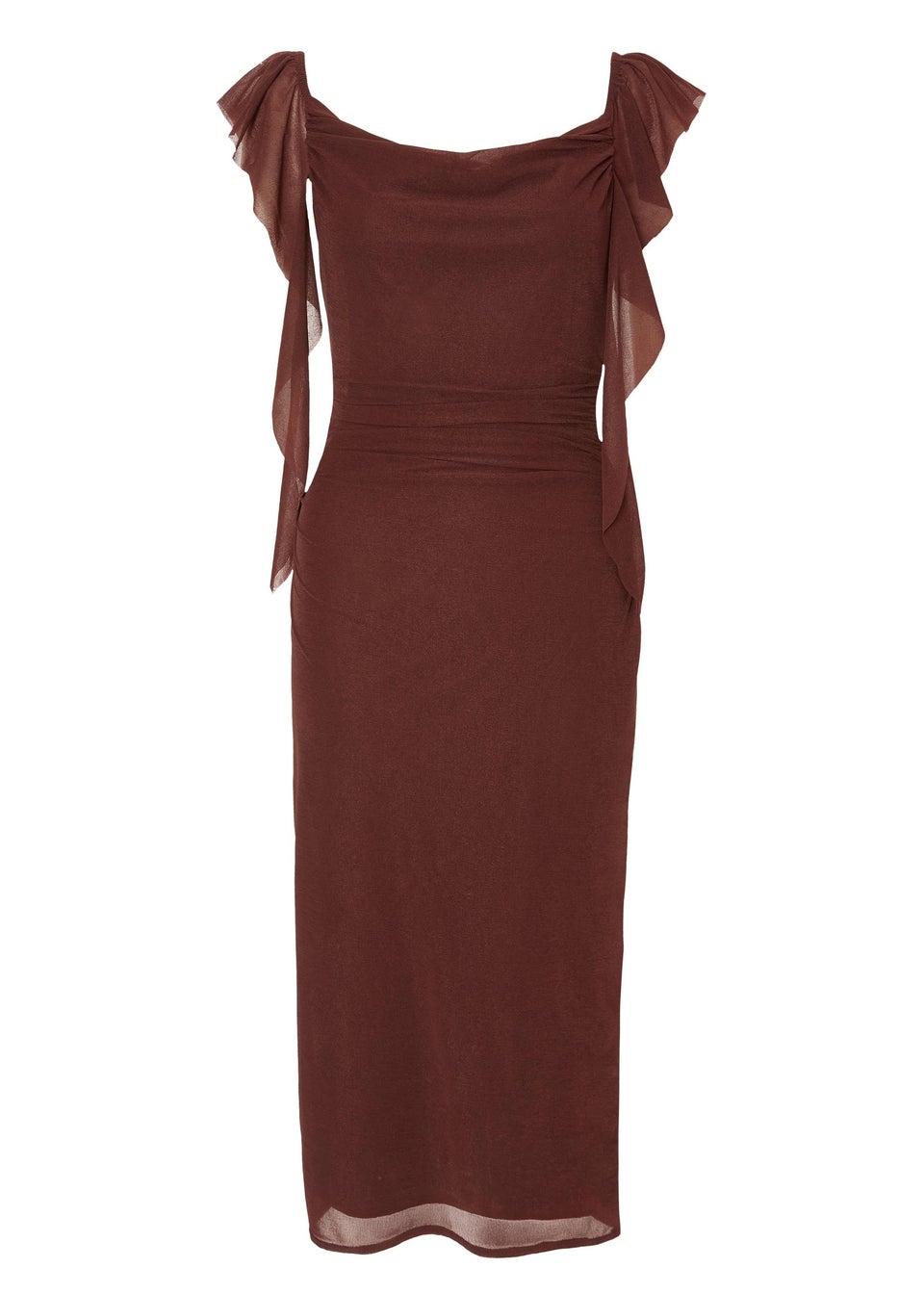 Quiz Brown Frill Midi Dress