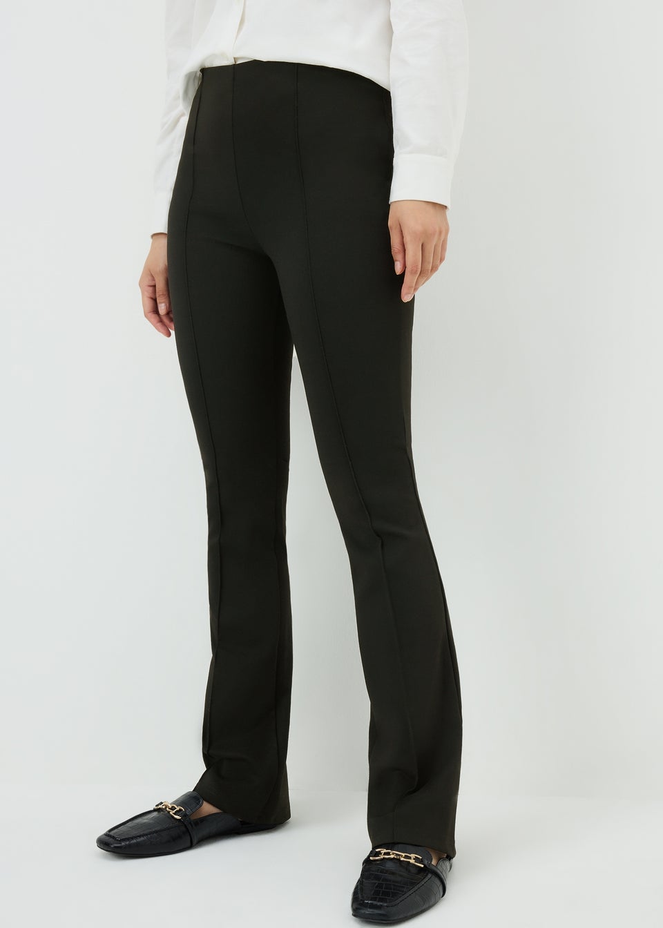 Black Front Seam Flare Leggings