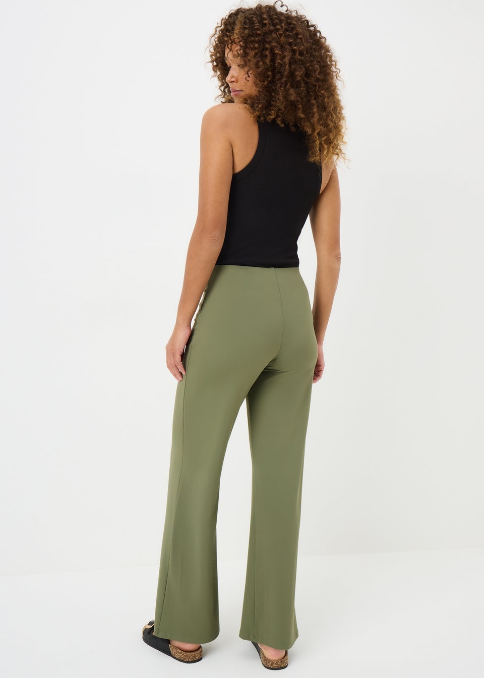 Khaki Wide Leg Leggings