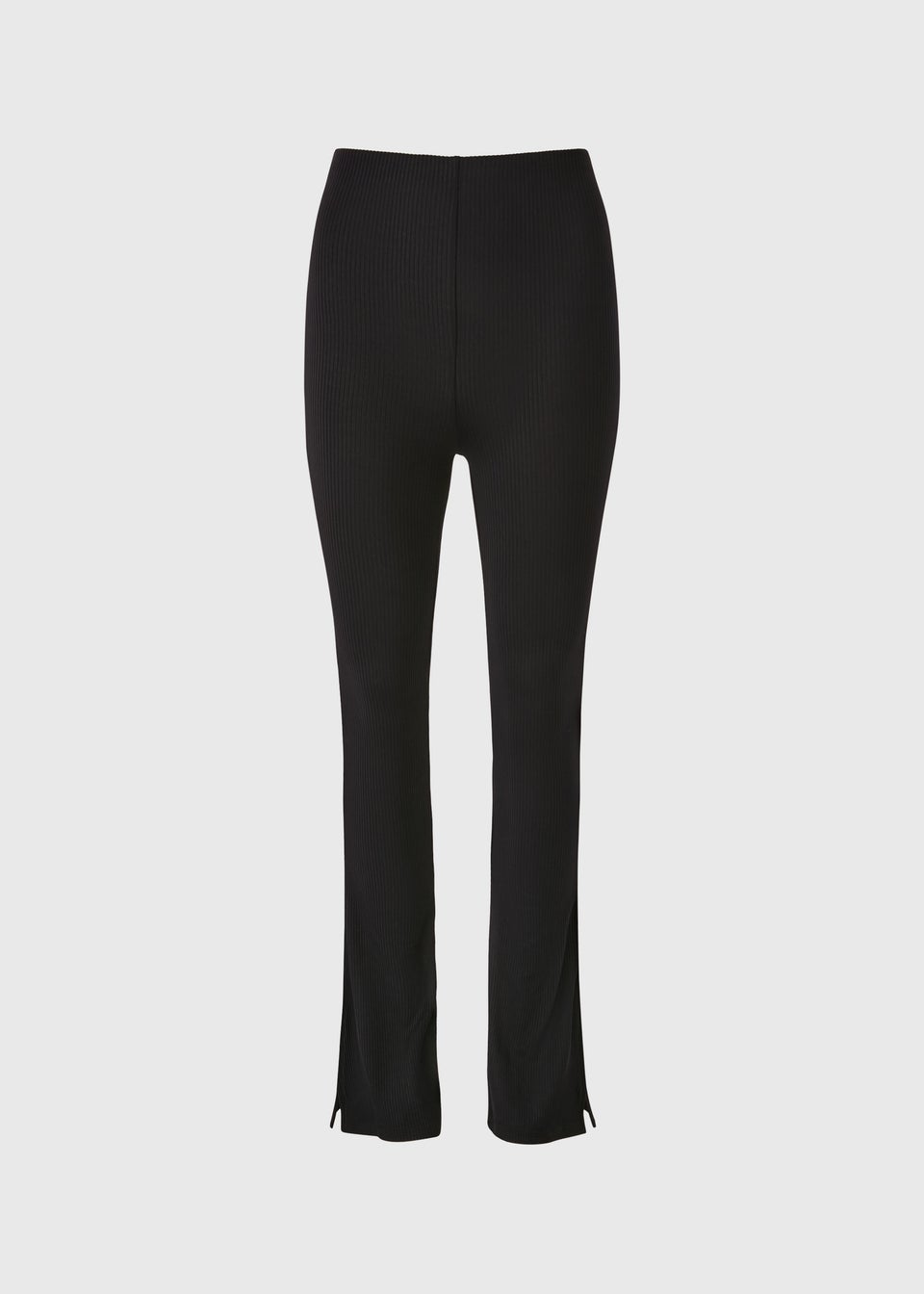 Black Ribbed Kickflare Leggings