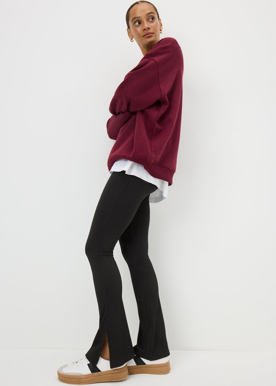 Black Ribbed Kickflare Leggings