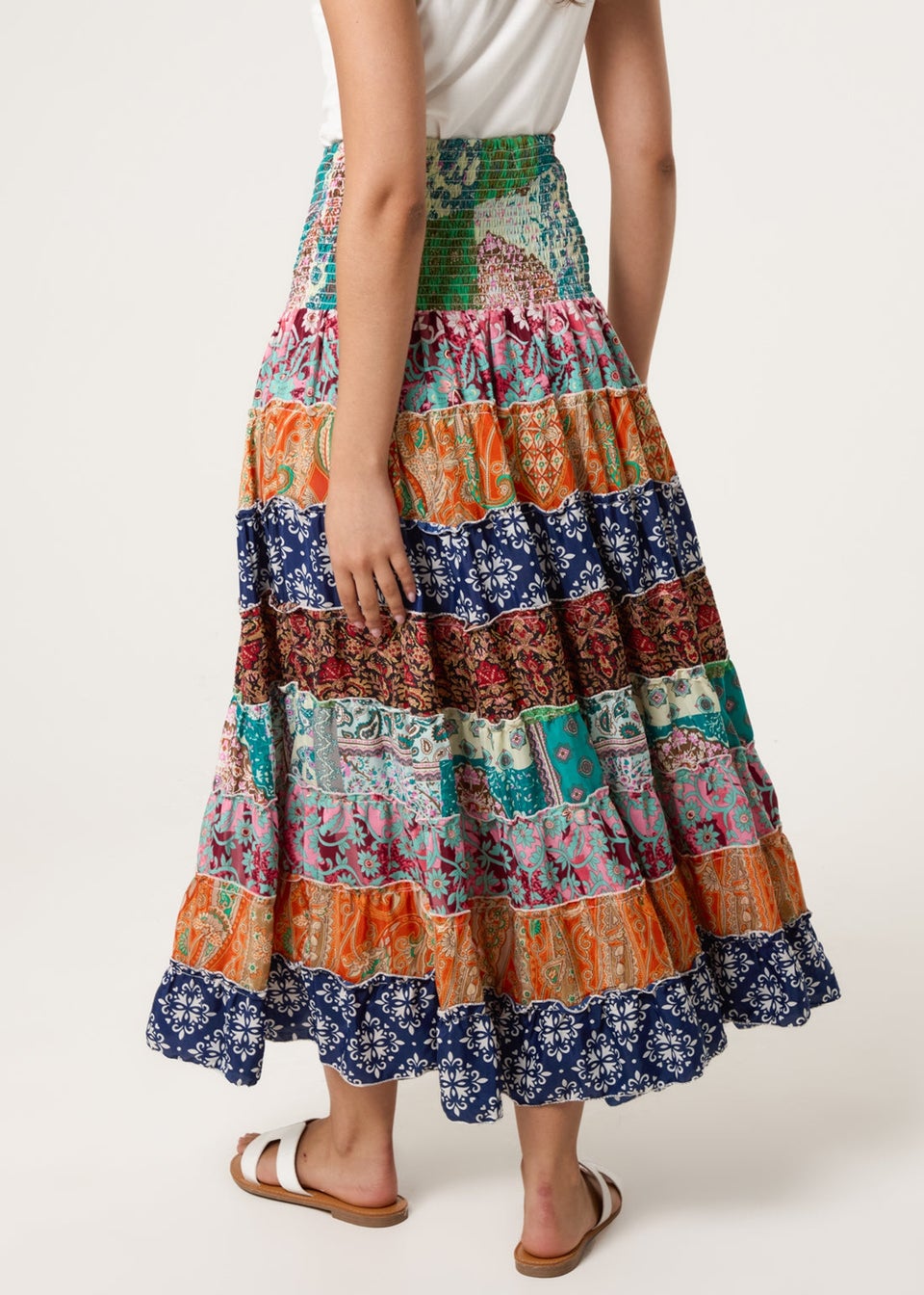 Blue Vanilla Multi Print Midi Skirt