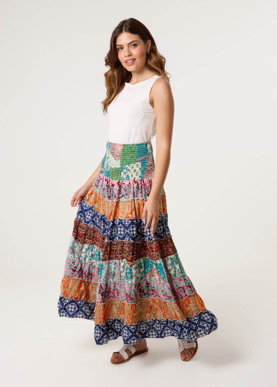 Blue Vanilla Multi Print Midi Skirt