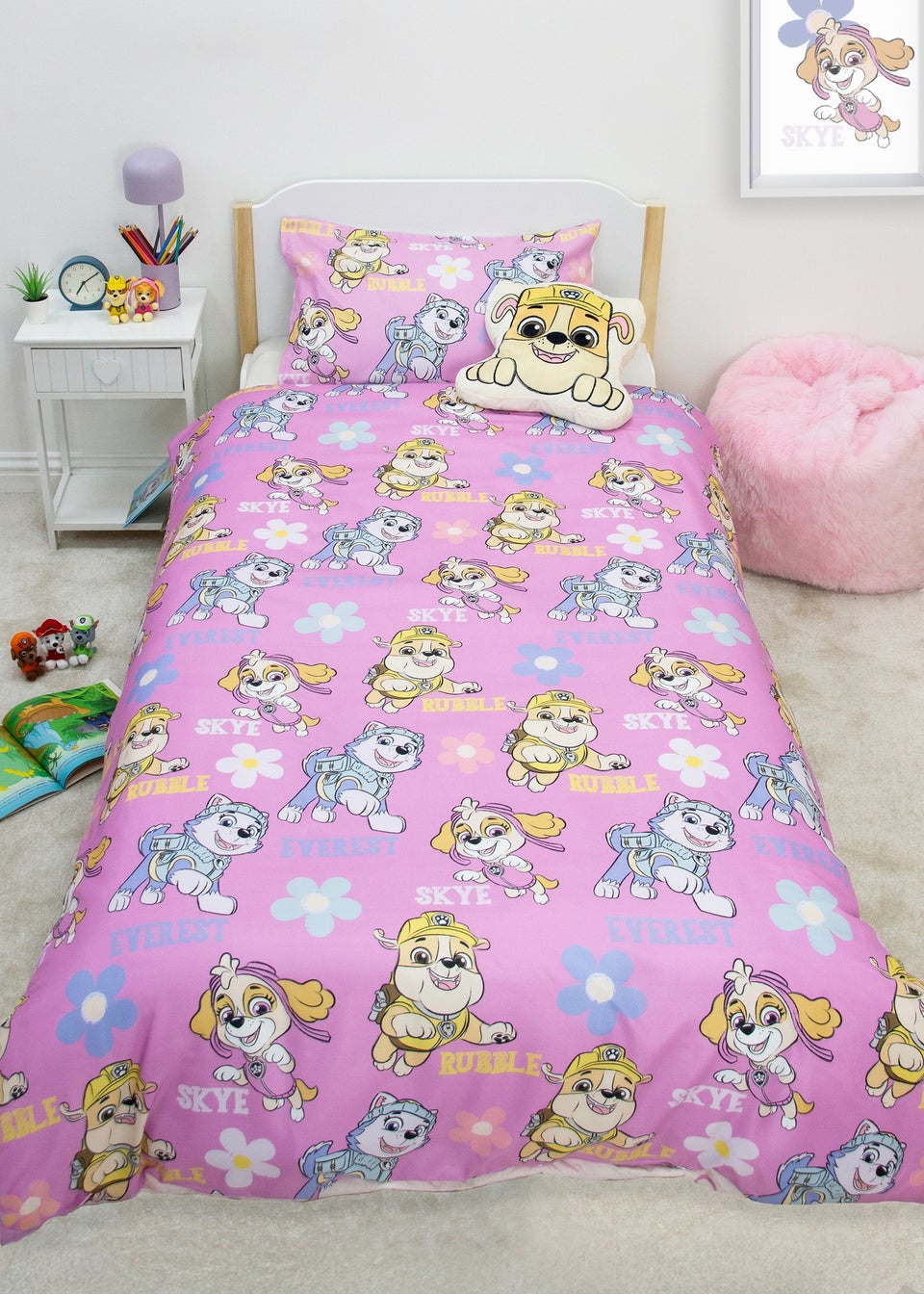 Paw Patrol Pink Brushed Rotary Duvet Cover