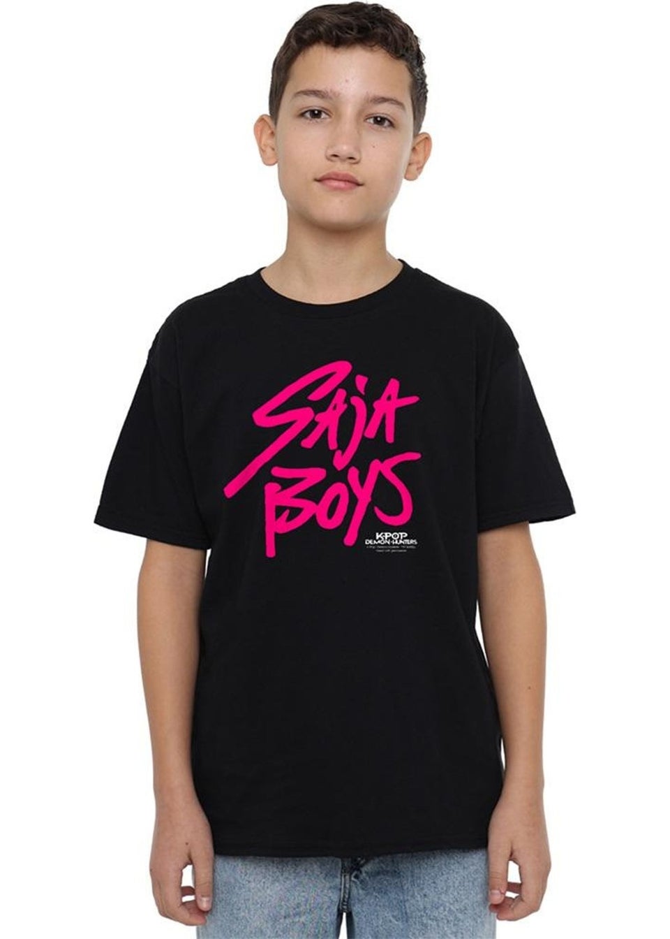 K-Pop Demon Hunters Kids Black Saja Boys Logo T-Shirt (3-13yrs)