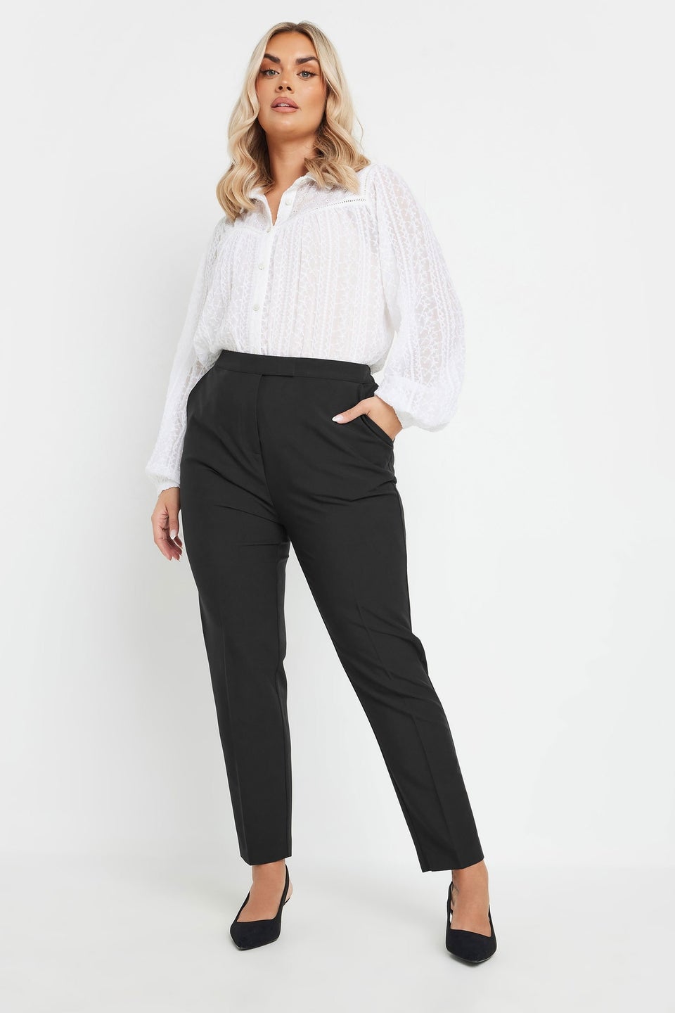 Yours Curve Black Pull On Tapered Trousers