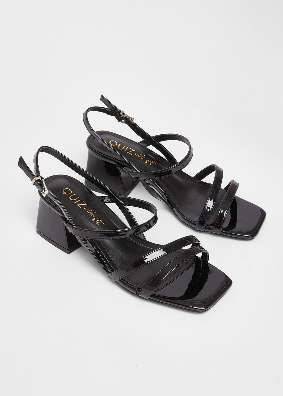 Quiz Black Wide Fit Heeled Sandals