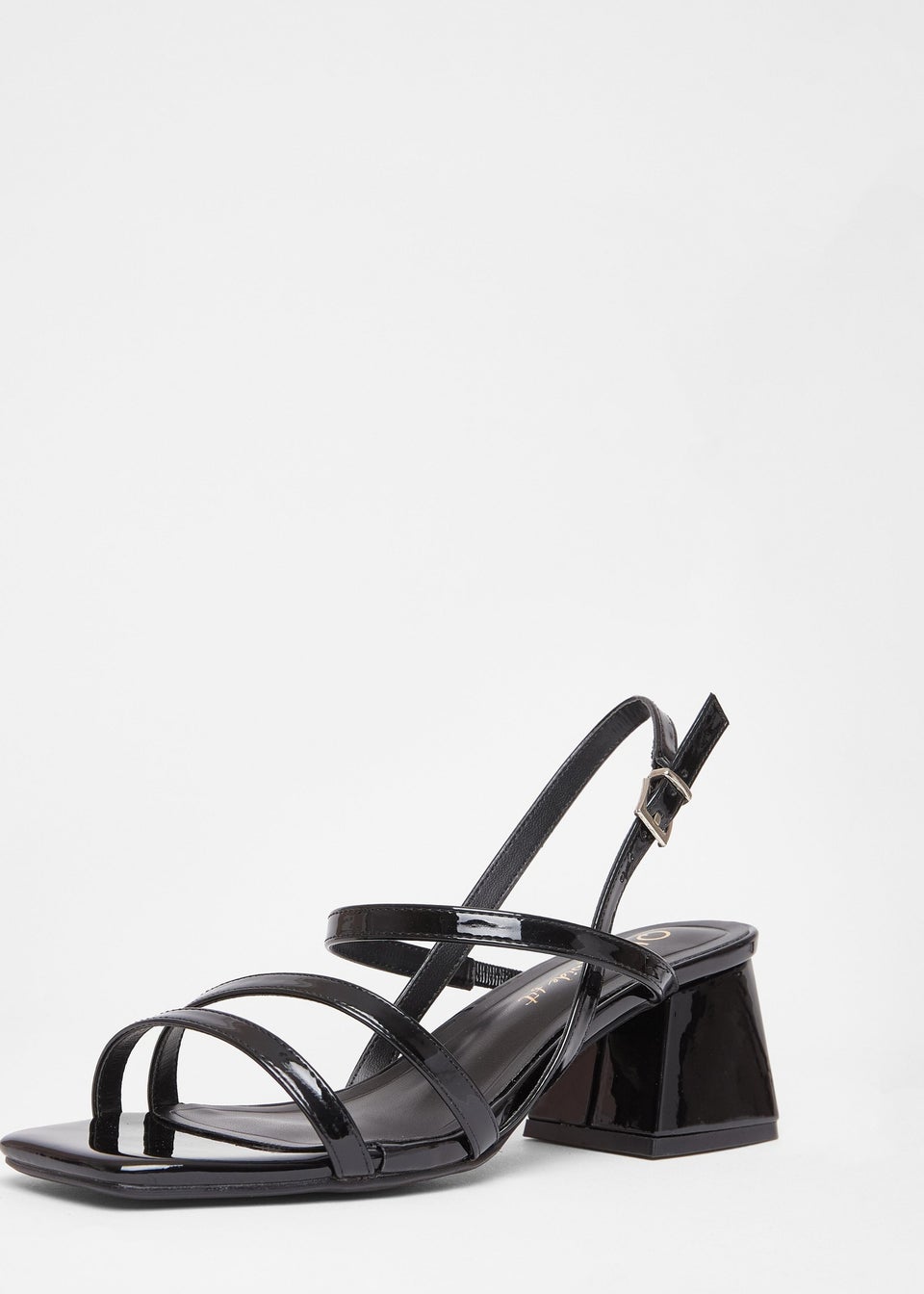 Quiz Black Wide Fit Heeled Sandals