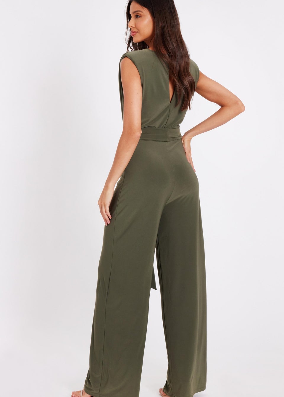 Quiz Khaki Tie Waist Jumpsuit