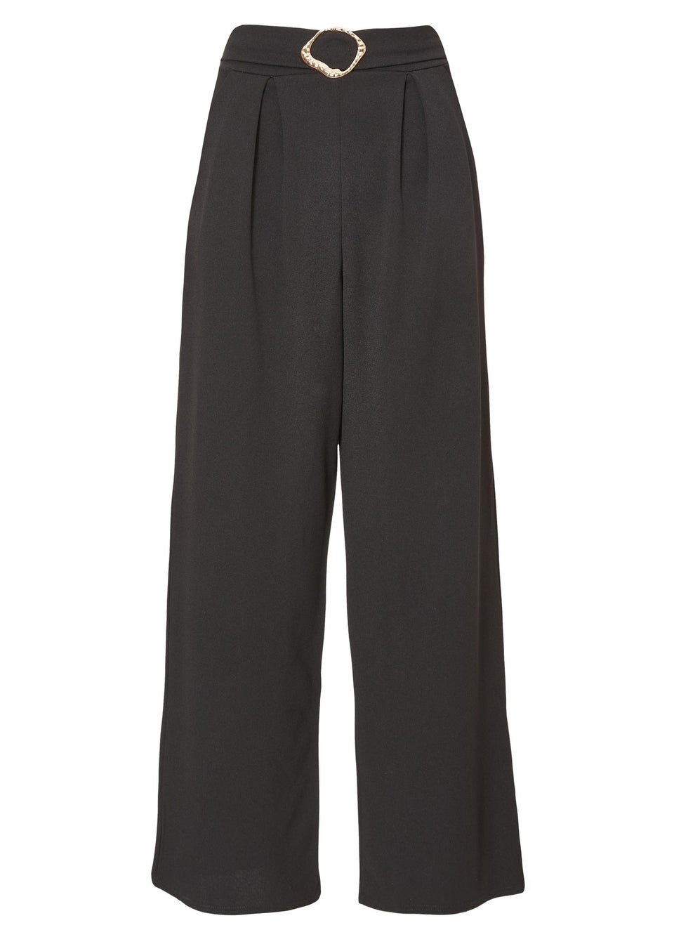 Quiz Black Buckle Front Palazzo Trouser