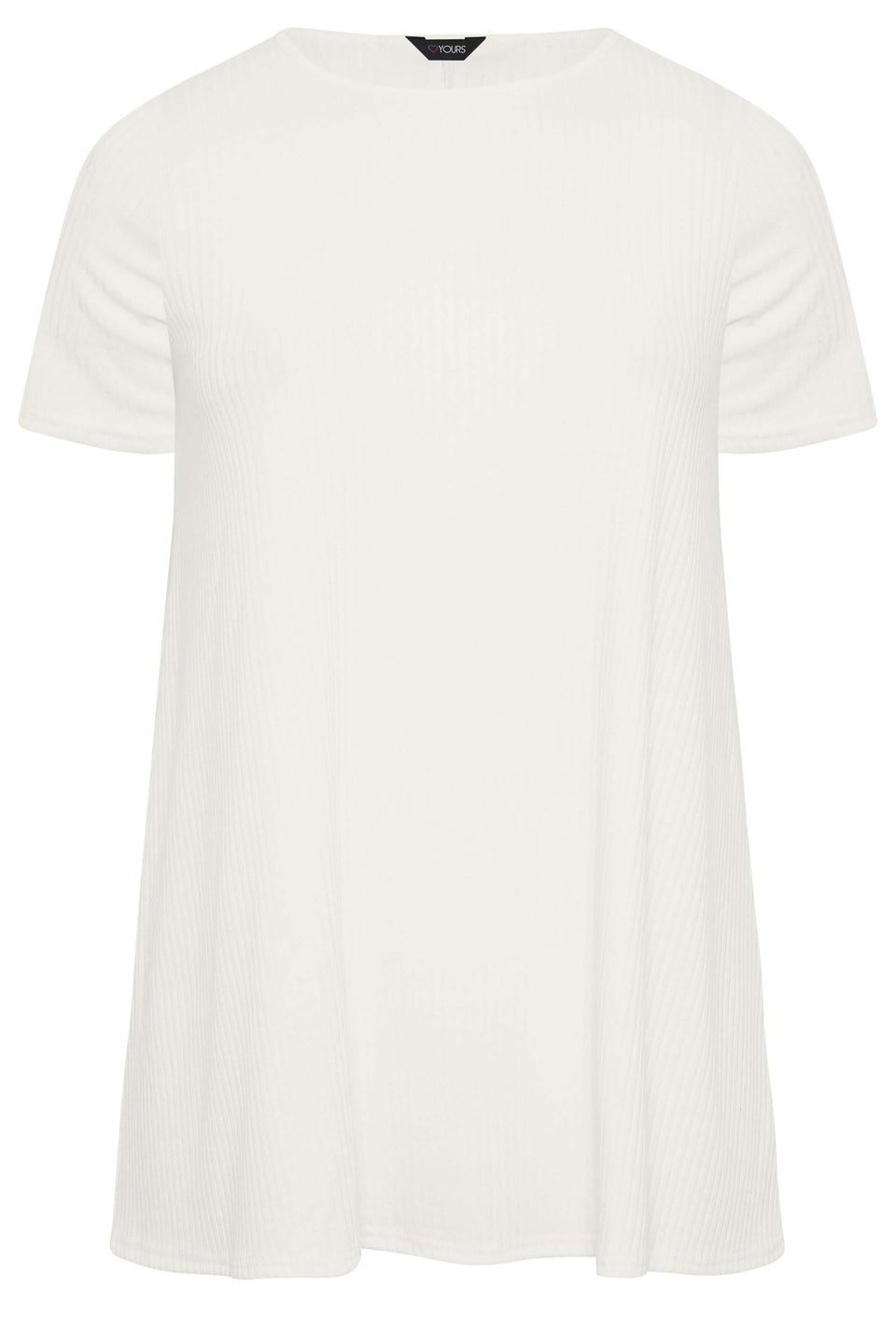 Yours Curve White Ribbed Swing T-Shirt