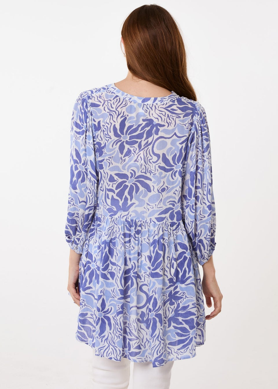 Blue Vanilla Blue Crinkle Tunic Top