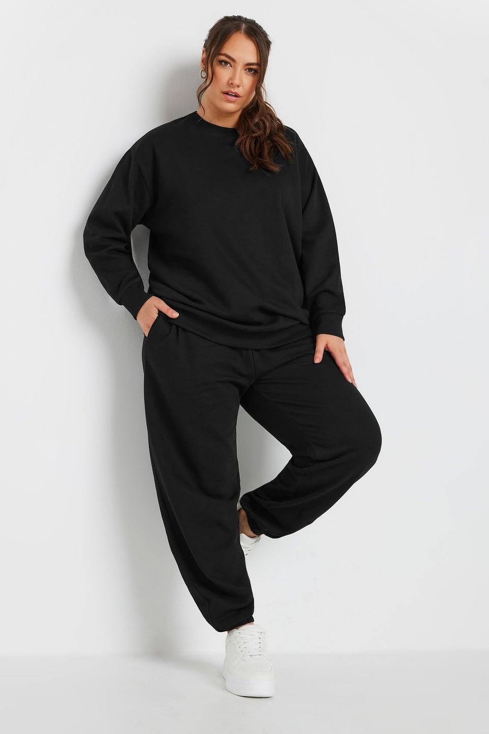 Yours Curve Black Cuffed Joggers