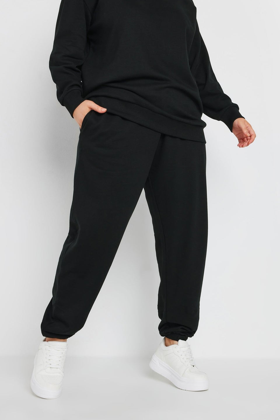 Yours Curve Black Cuffed Joggers