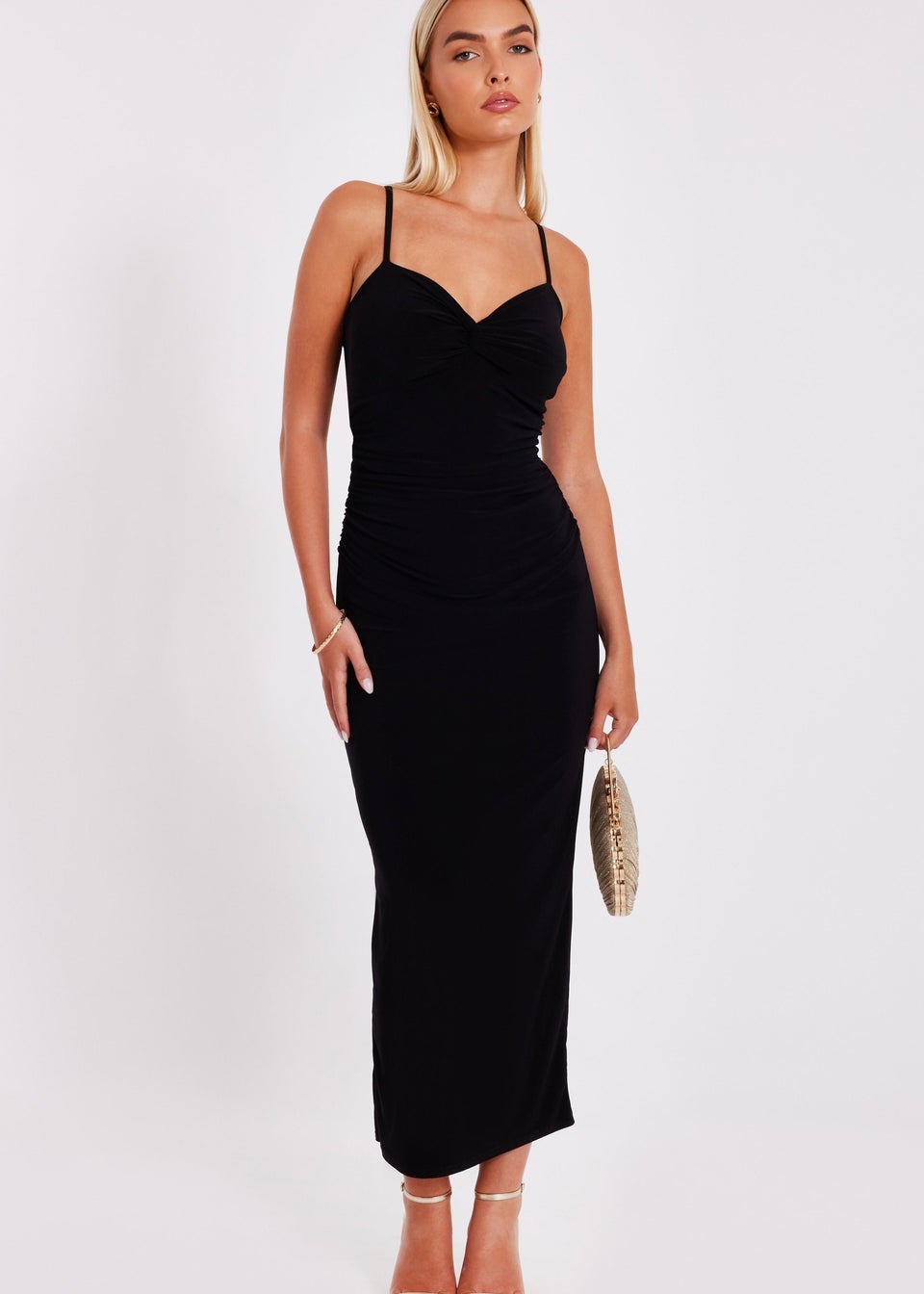 Quiz Black Knot Detail Midaxi Dress
