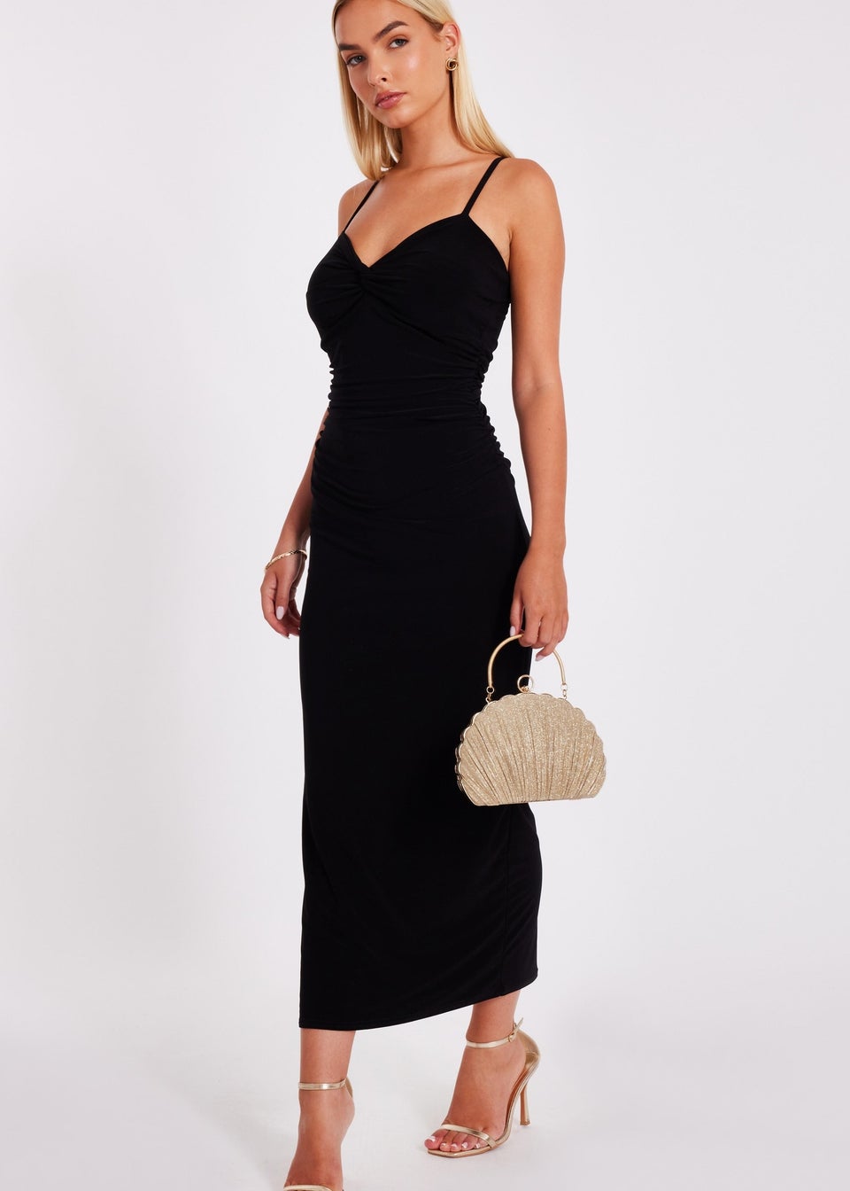 Quiz Black Knot Detail Midaxi Dress