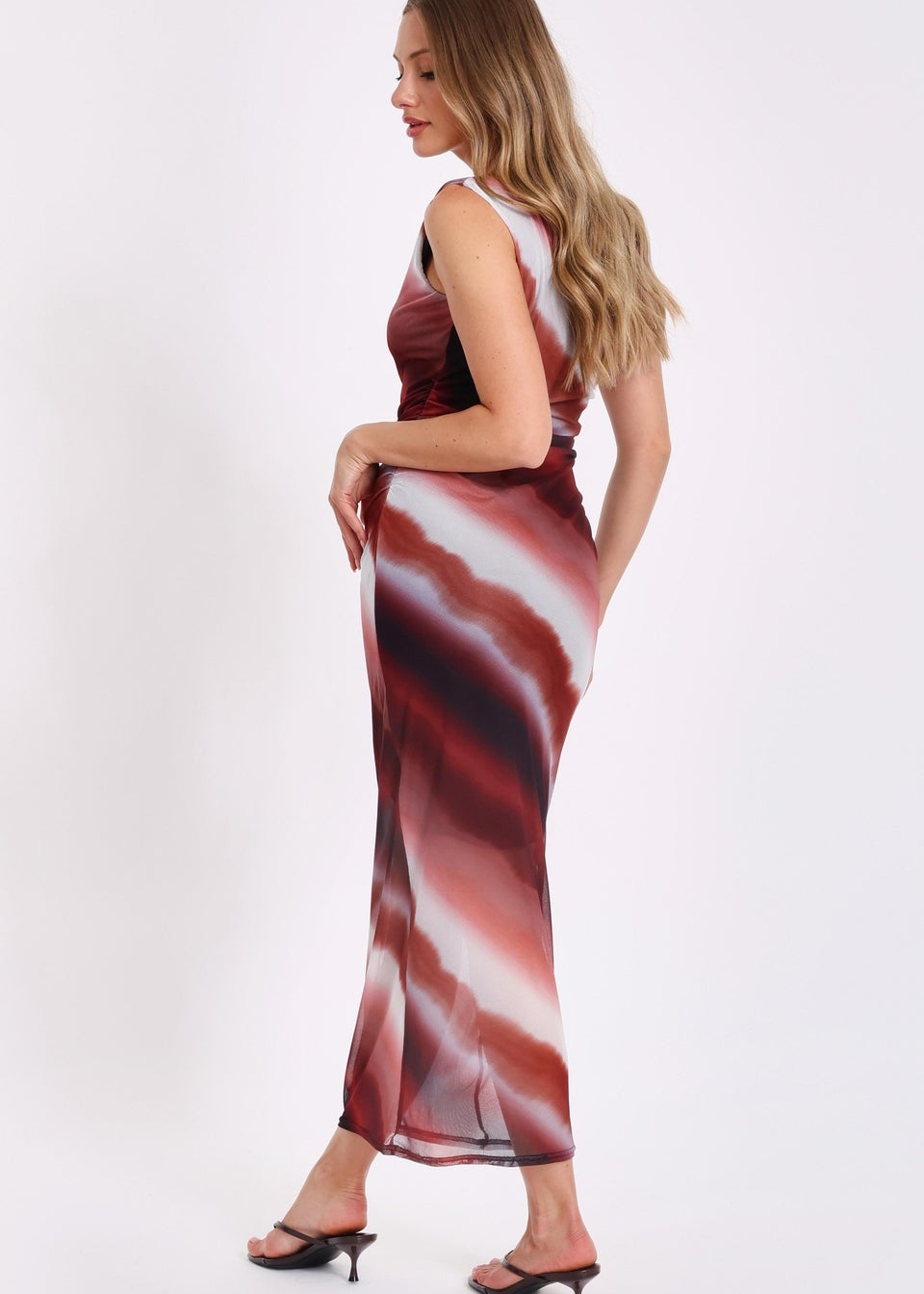Quiz Brown Mesh Ombre Midaxi Dress