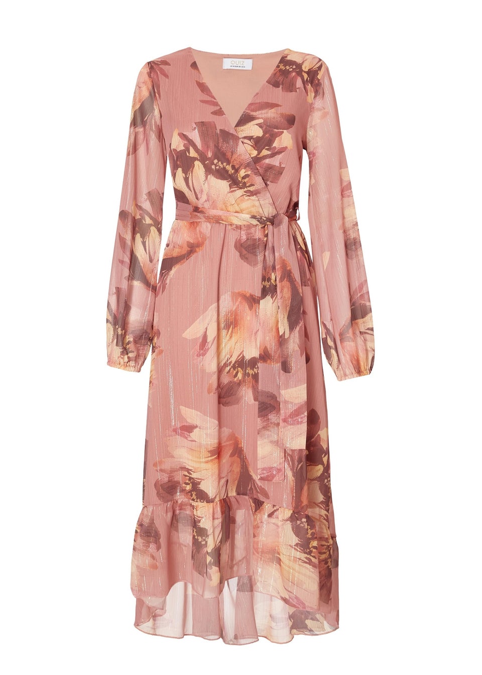 Quiz Lilac Floral Dip Hem Midaxi Dress