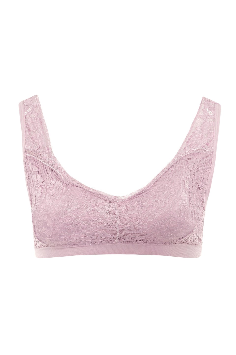 Yours Curve Pink Seamless Lace Padded Non-Wired Bralette
