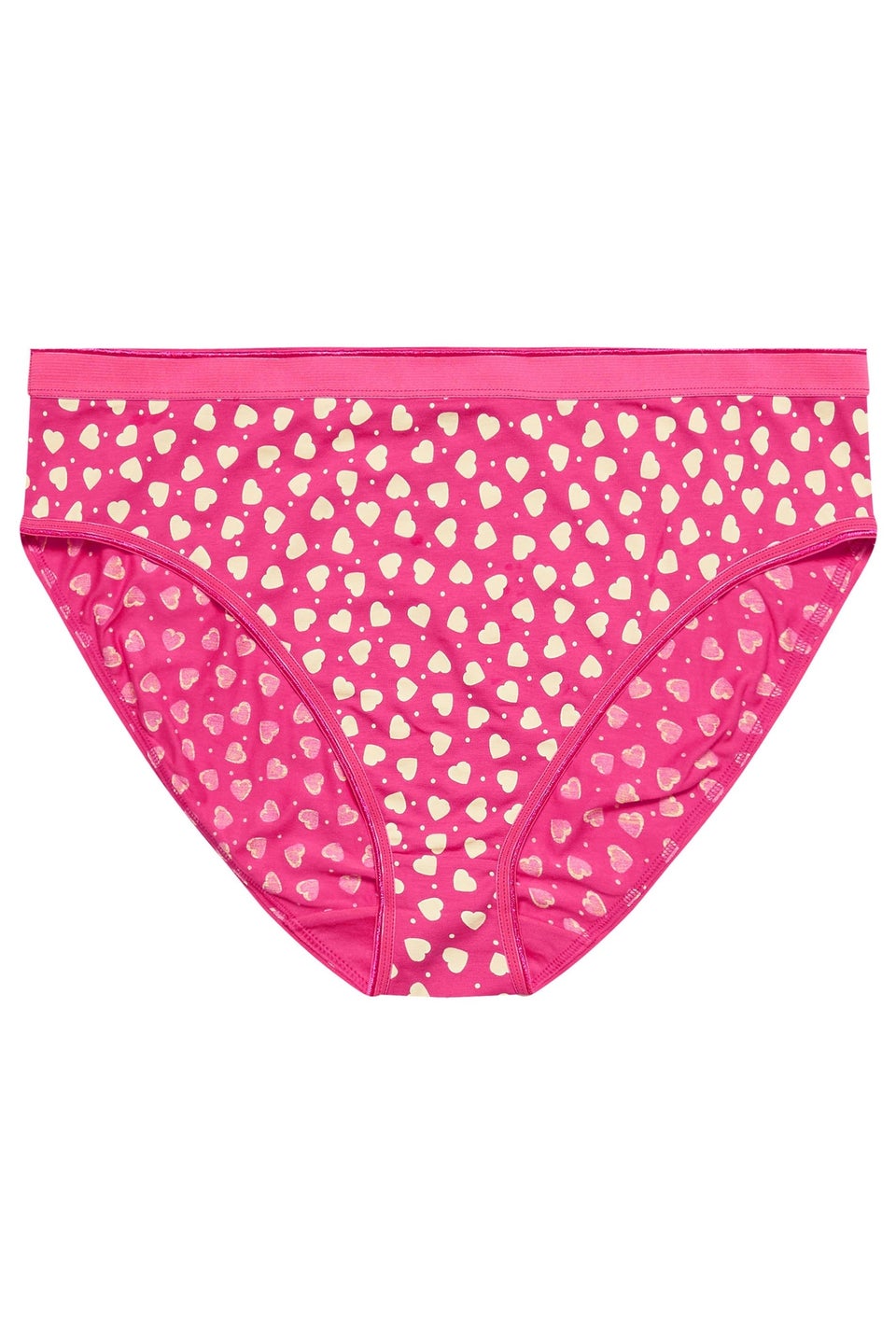 Yours Curve 5 Pack Pink Heart Print Full Briefs
