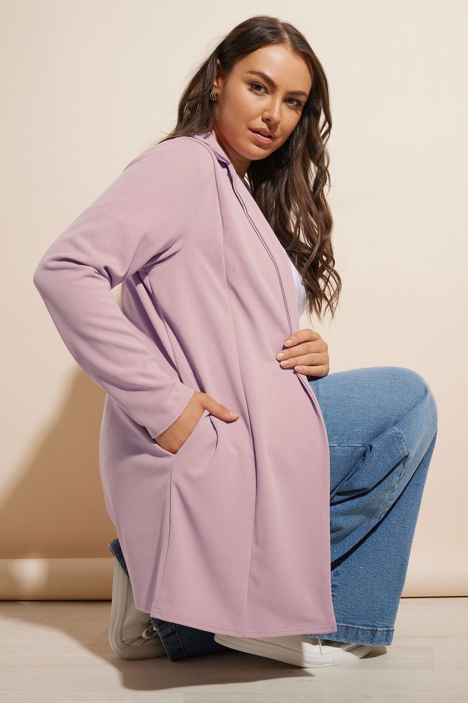 Yours Curve Dusky Pink Longline Blazer