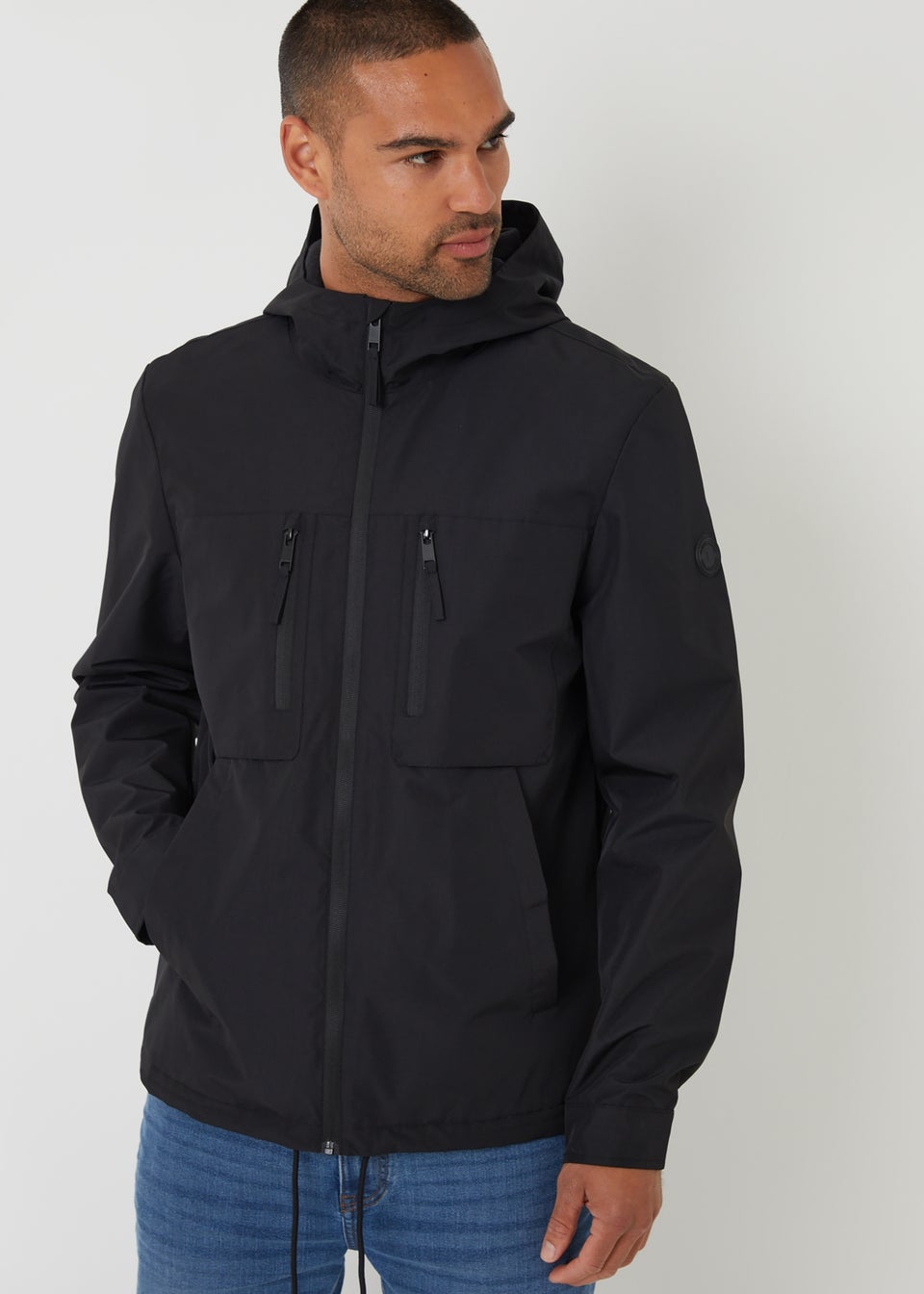 Threadbare Black Microfleece Lined Hooded Jacket