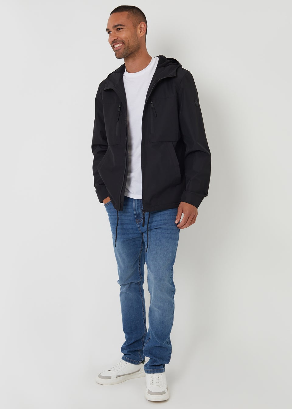 Threadbare Black Microfleece Lined Hooded Jacket