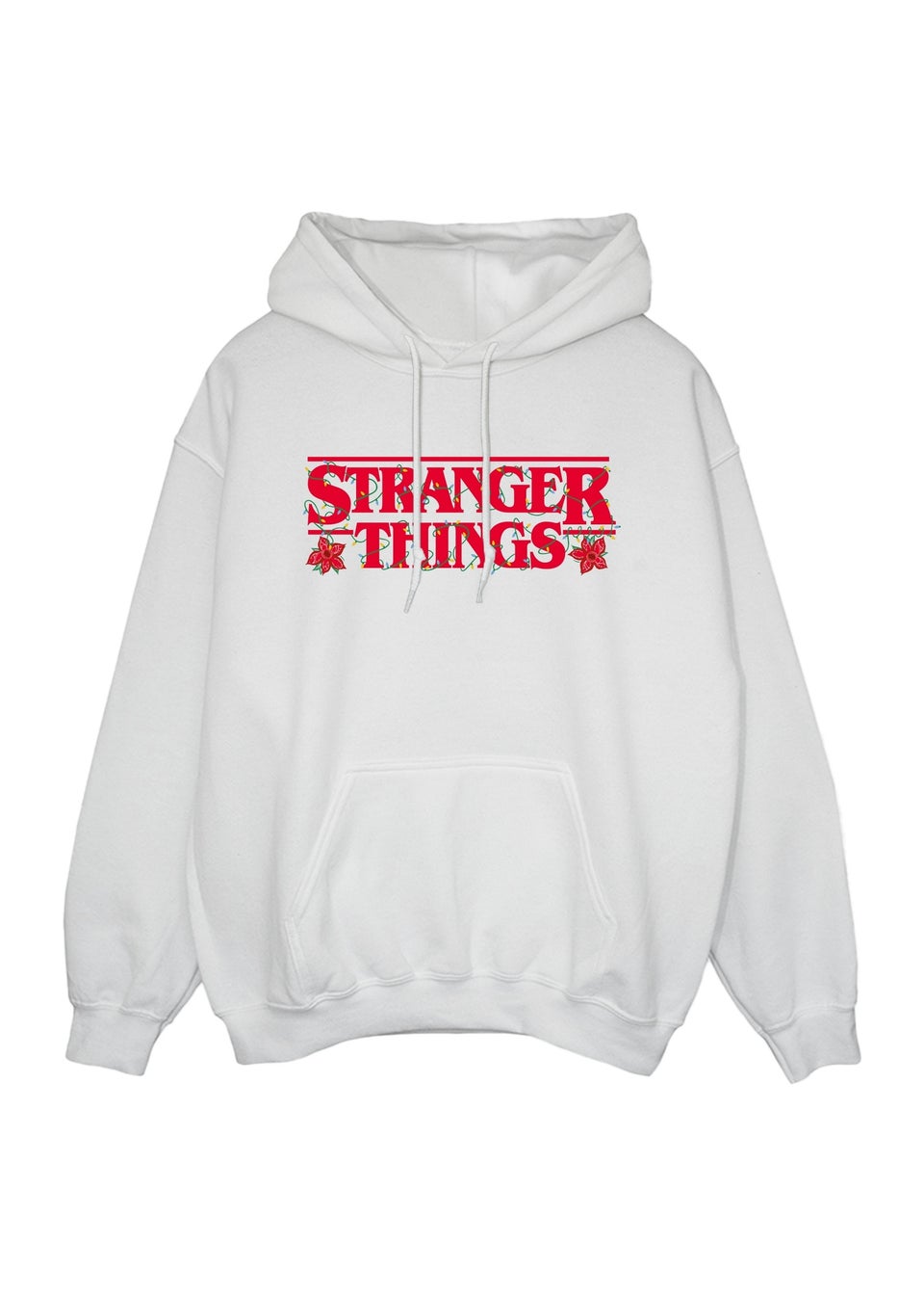 Stranger Things Christmas Logo White Graphic Hoodie