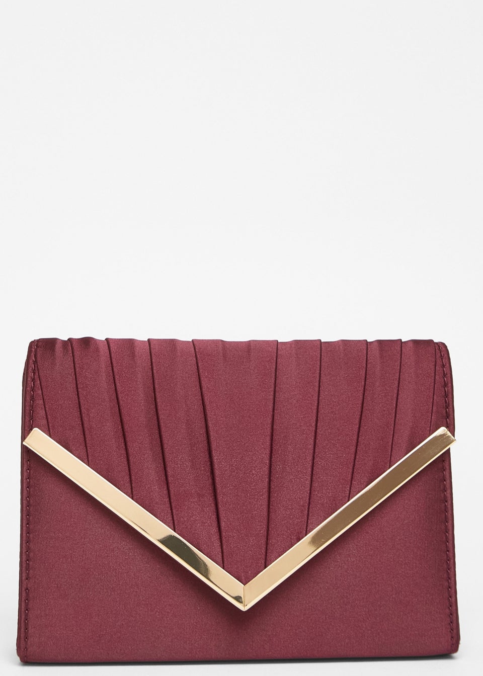 Quiz Burgundy Pleated Clutch Bag