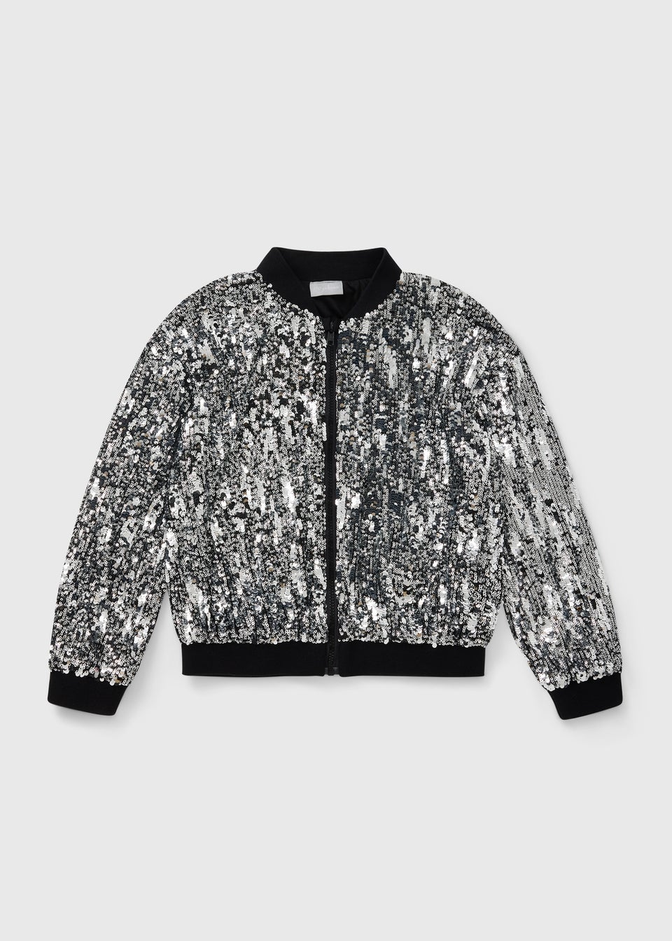 Girls Silver Sequin Bomber Jacket (7-15yrs)