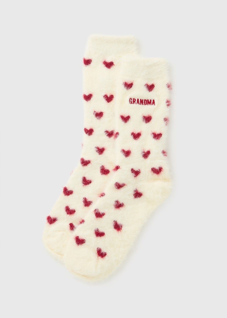 Cream Heart Grandma Cosy Socks