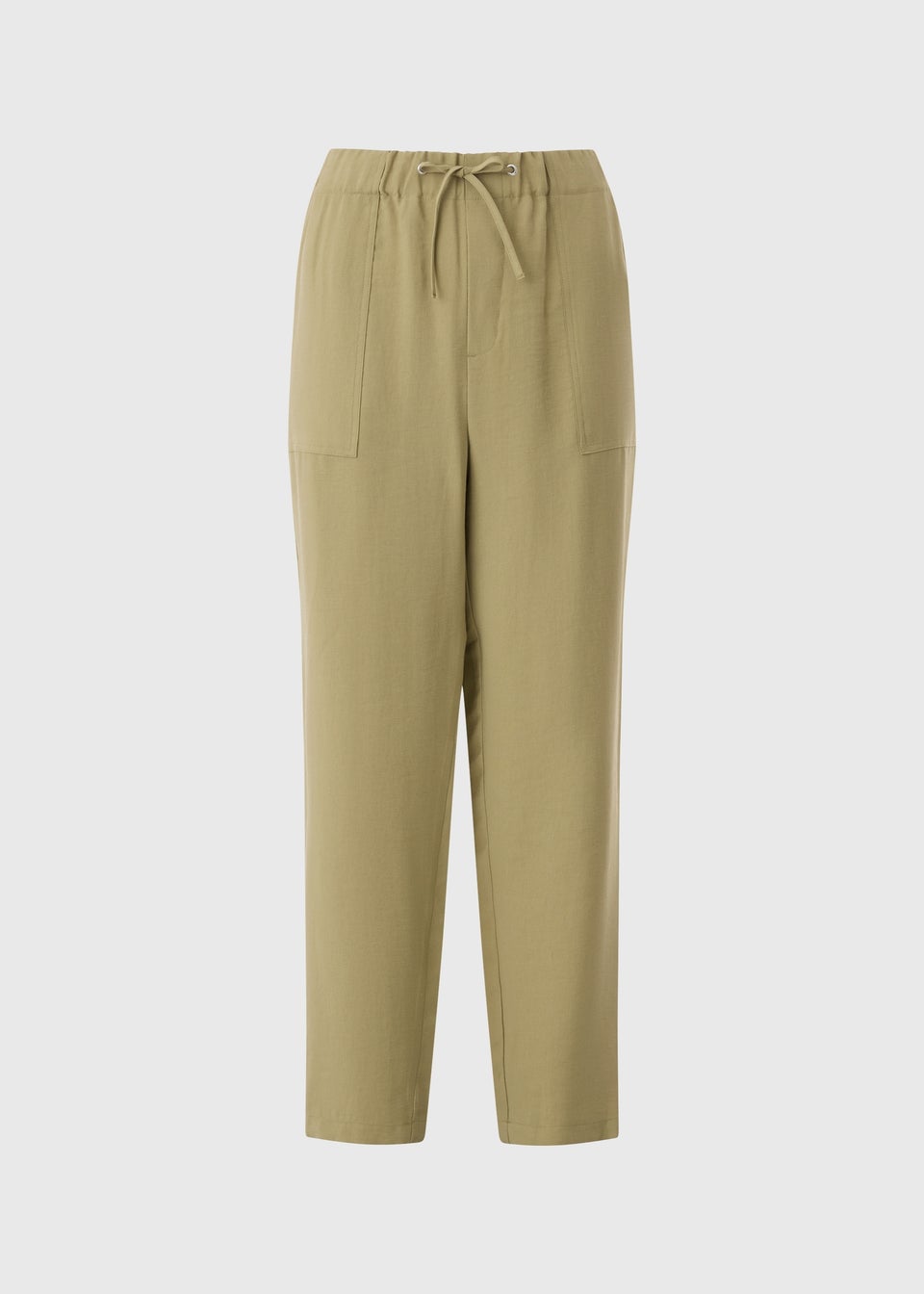 Khaki Utility Lyocell Wide Leg Trousers